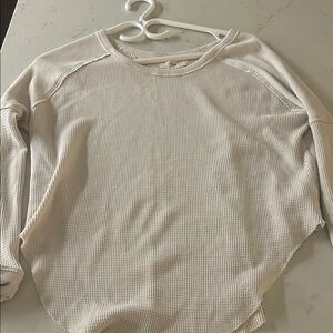 TNA Beige Long Sleeve Waffle Knit Top